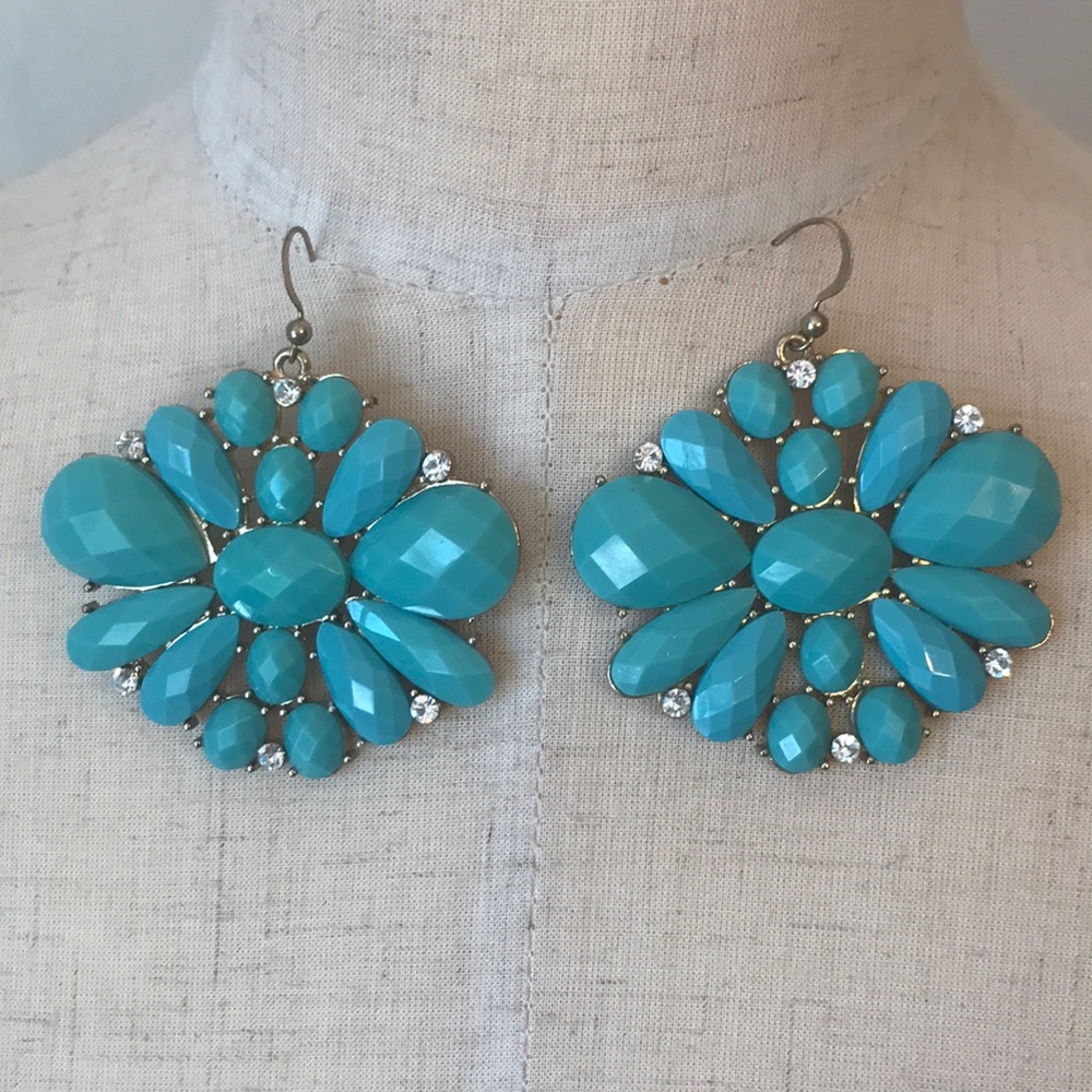 Turquoise and gold costume jewelry earrings